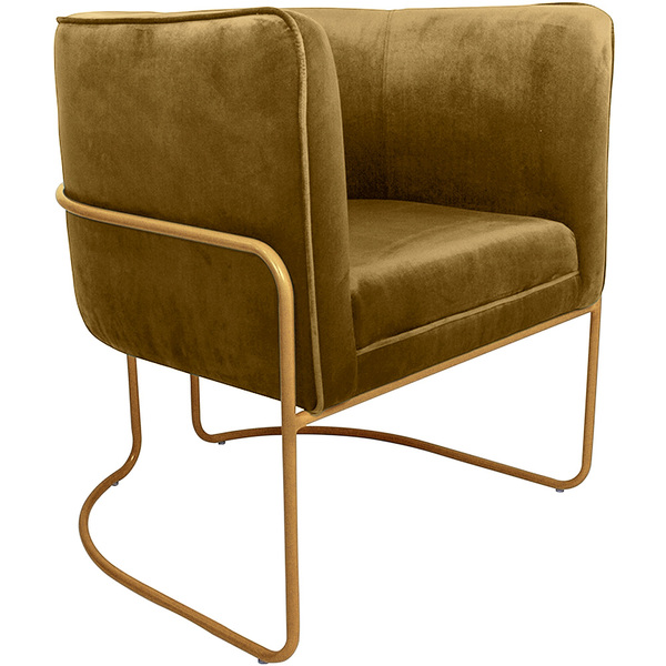 Poltrona De Sala Betina Base Mustard Veludo Amarelo - Casaepo