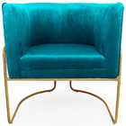 Poltrona De Sala Betina Base Mustard Veludo Celeste - Casaepo