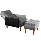 Poltrona De Veludo Konforto Veneza Reclinável Com Puff