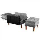 Poltrona De Veludo Konforto Veneza Reclinável Com Puff