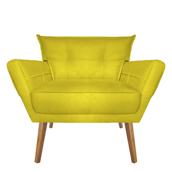 Poltrona Decoratica Livia Suede Amarelo - Dominic Decor