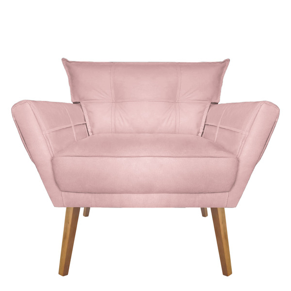 Poltrona Decoratica Livia Suede Rosa Bebe - Dominic Decor