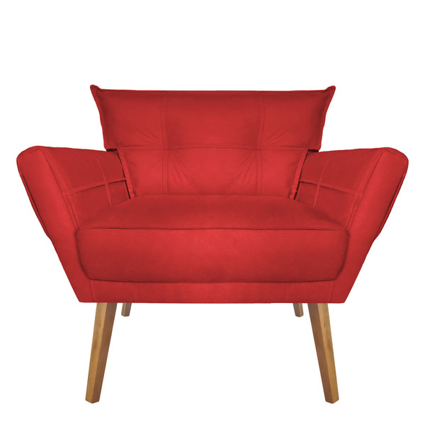Poltrona Decoratica Livia Suede Vermelho - Dominic Decor
