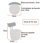 Poltrona Decorativa 54cm Inter Linho Cinza - Sallar Home
