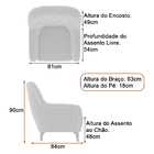 Poltrona Decorativa 81cm Poodle Bouclé Suave Bege - Sallar Ho