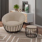 Poltrona Decorativa 90cm Beckham Veludo Bege - Sallar Home