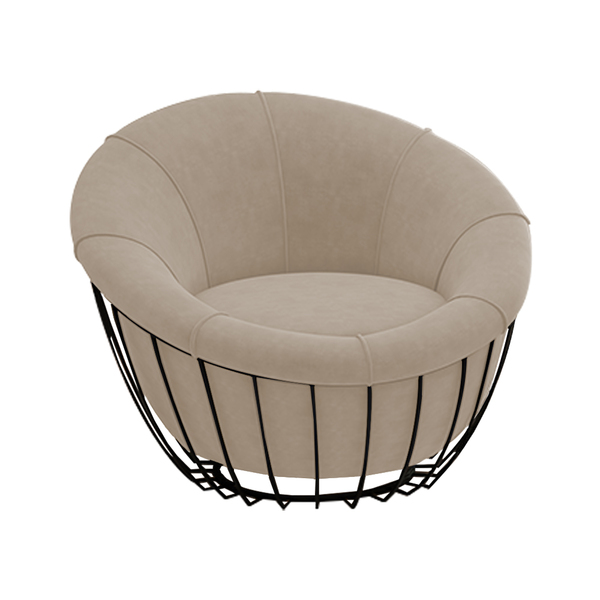 Poltrona Decorativa 90cm Beckham Veludo Bege - Sallar Home