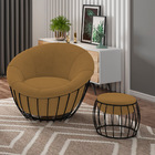 Poltrona Decorativa 90cm Beckham Veludo Mostarda - Sallar Home