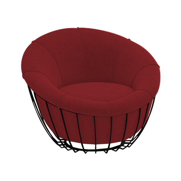 Poltrona Decorativa 90cm Beckham Veludo Vermelho - Sallar Home