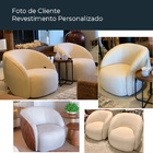 Poltrona Decorativa 90cm Hermon Linho Alto Relevo Off White -