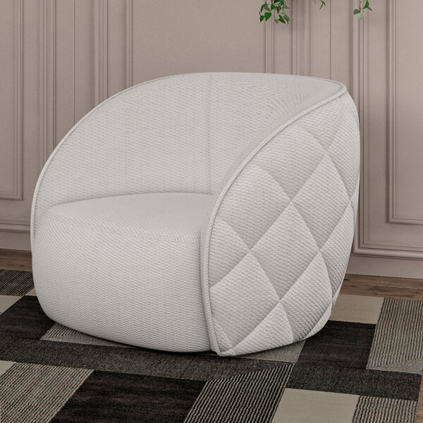 Poltrona Decorativa 90cm Hermon Linho Alto Relevo Off White -