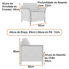 Poltrona Decorativa 95cm Akita Linho Rústico Bege - Sallar Ho