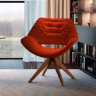 Poltrona Decorativa  Base Giratória Em Veludo Ocre Cetus