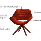 Poltrona Decorativa  Base Giratória Em Veludo Ocre Cetus