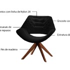 Poltrona Decorativa  Base Giratória Em Veludo Preto Cetus