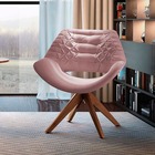 Poltrona Decorativa  Base Giratória Em Veludo Rosé Cetus