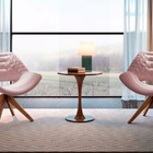 Poltrona Decorativa  Base Giratória Em Veludo Rosé Cetus