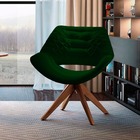 Poltrona Decorativa  Base Giratória Em Veludo Verde Cetus