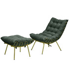 Poltrona Decorativa Adão Veludo B/dourada C/puff F