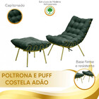 Poltrona Decorativa Adão Veludo B/dourada C/puff F
