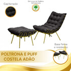 Poltrona Decorativa Adão Veludo B/dourada C/puff F