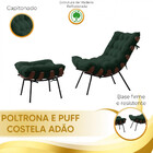 Poltrona Decorativa Adão Veludo B/preta C/puff M Star Confort