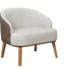 Poltrona Decorativa Adele Pés Madeira Maciça Lateral Couro