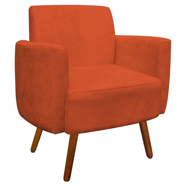 Poltrona Decorativa Agatha Braços Curvo Suede Laranja - D'ros
