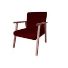 Poltrona Decorativa Alexa Com Puff Redondo Suede Marsala