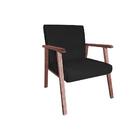 Poltrona Decorativa Alexa Com Puff Redondo Suede Preto