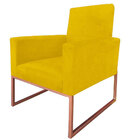 Poltrona Decorativa Aline Base Metal Suede Amarelo