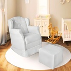Poltrona Decorativa Amamentação Balanço E Puff Quarto Mamãe B