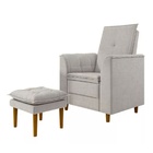 Poltrona Decorativa Amamentação Reforçada E Puff Alice Linho