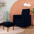 Poltrona Decorativa Amamentação Reforçada E Puff Luly Suede A