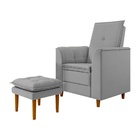 Poltrona Decorativa Amamentação Reforçada E Puff Luly Veludo