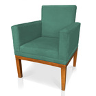 Poltrona Decorativa Amanda Suede Azul Turquesa Base Madeira C