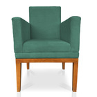 Poltrona Decorativa Amanda Suede Azul Turquesa Base Madeira C