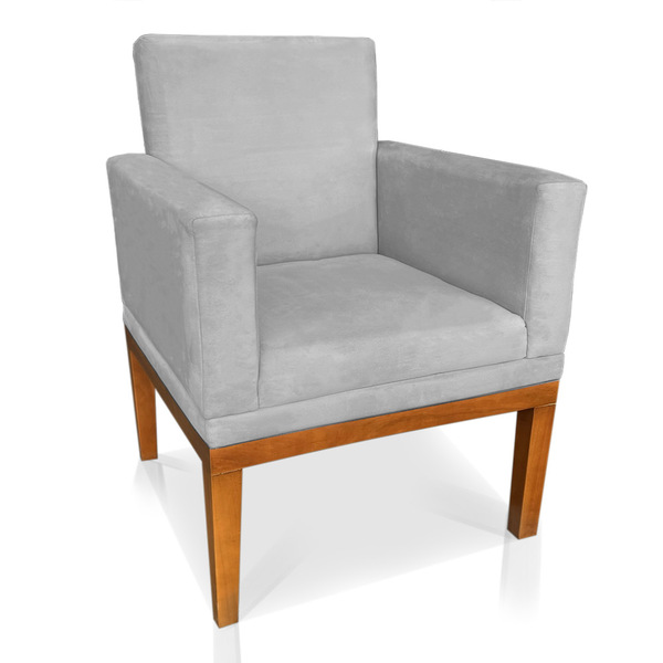 Poltrona Decorativa Amanda Suede Base Madeira Castanho - Pall