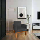 Poltrona Decorativa Amanda Suede Grafite Base Madeira Castanh