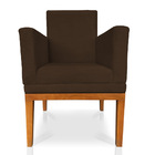 Poltrona Decorativa Amanda Suede Marrom Base Madeira Castanho