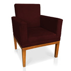 Poltrona Decorativa Amanda Suede Marsala Base Madeira Castanh