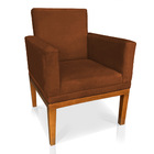 Poltrona Decorativa Amanda Suede Terracota Base Madeira Casta