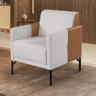 Poltrona Decorativa América Linho Base Em Aço Industrial Cinz