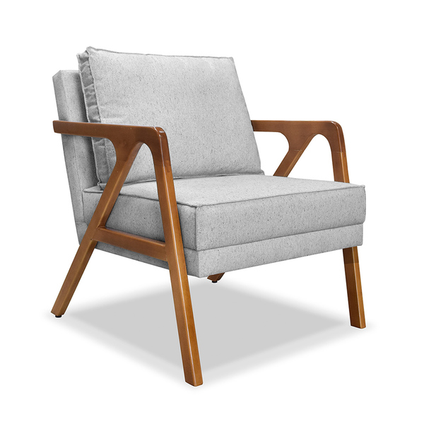 Poltrona Decorativa Ana Para Sala De Estar Linho Cinza Claro