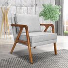 Poltrona Decorativa Ana Para Sala De Estar Linho Cinza Claro