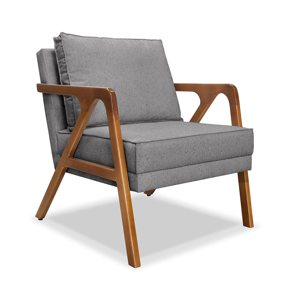 Poltrona Decorativa Ana Para Sala De Estar Linho Cinza - Mont