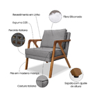 Poltrona Decorativa Ana Para Sala De Estar Linho Cinza - Mont