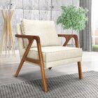 Poltrona Decorativa Ana Para Sala De Estar Linho Off White -