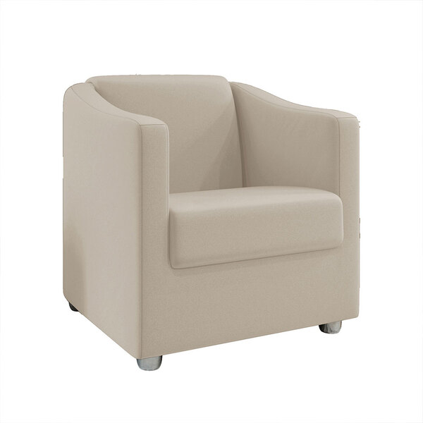 Poltrona Decorativa Ana Suede Pés Cromado - Pallazio - Bege