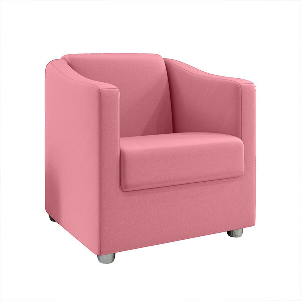 Poltrona Decorativa Ana Suede Rosa Pés Cromado - Pallazio